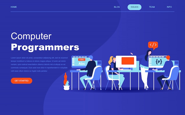 Modern flat design concept of Computer Programmers