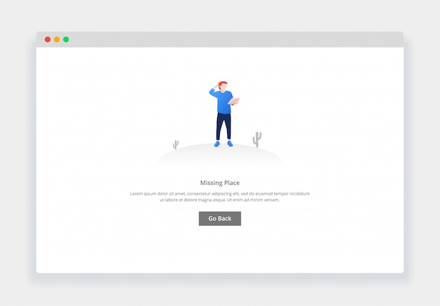 Modern flat design concept of confused man looking at map , page doesn't exist for website and mobile website. empty states page template