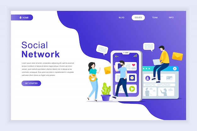 Modern flat design concept of Social Network for website