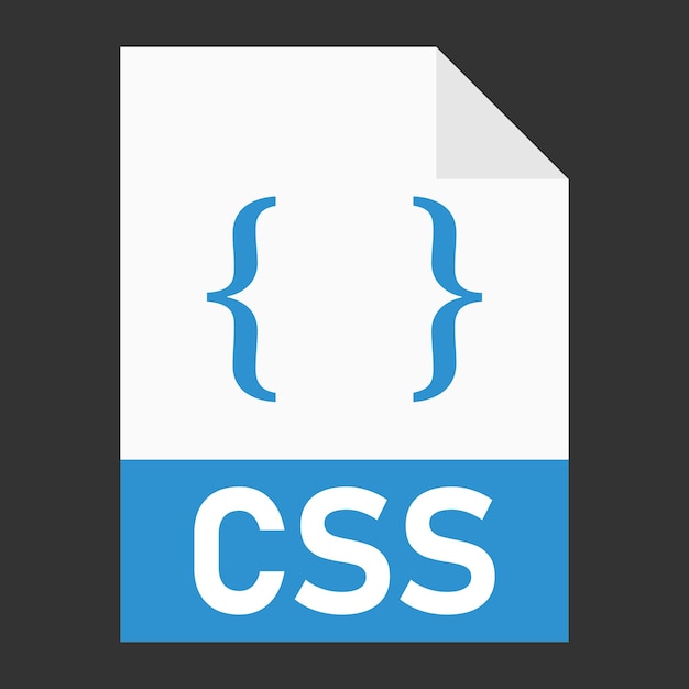 Modern flat design of CSS file icon for web