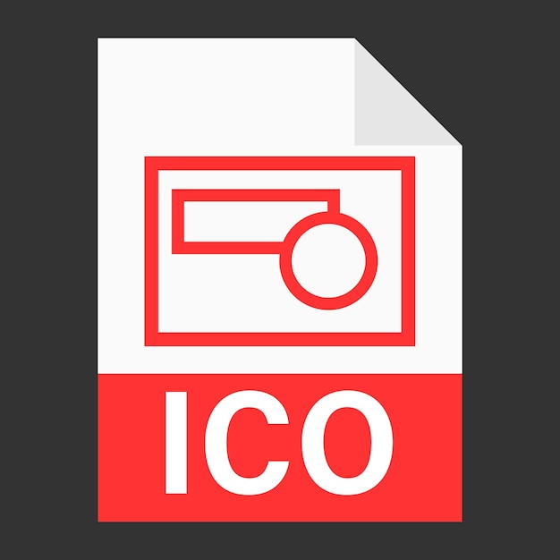 Modern flat design of ICO file icon for web