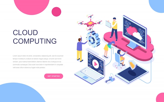 Modern flat design isometric concept of Cloud Technology