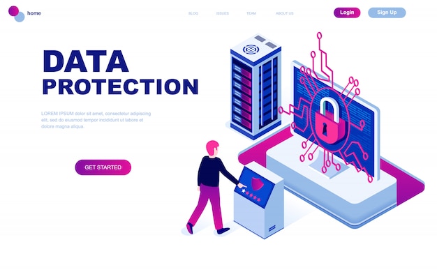 Modern flat design isometric concept of Data Protection