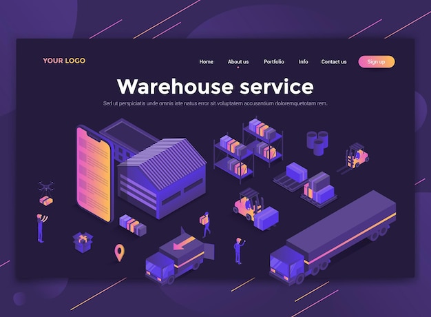 Modern flat design isometric concept landing page