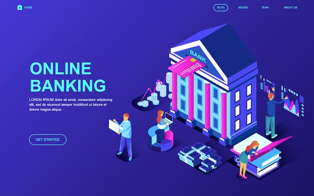 Vector modern flat design isometric concept of online banking