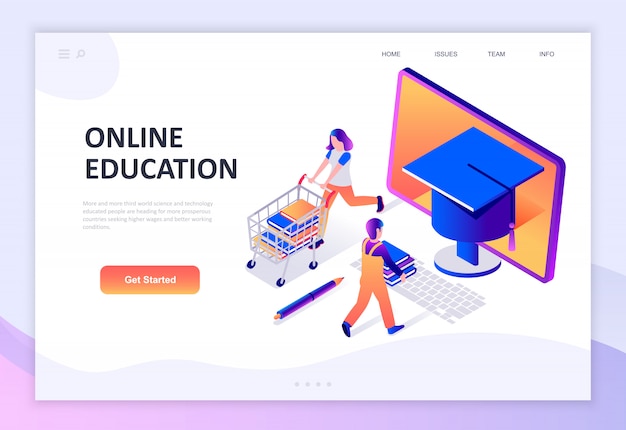 Modern flat design isometric concept of Online Education