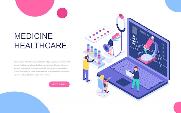 Modern flat design isometric concept of Online Medicine