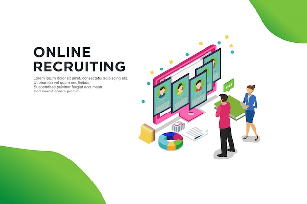 Modern flat design isometric concept of online recruiting