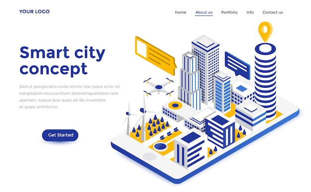 Modern flat design isometric concept of Smart City for website and mobile website. Landing page template. Easy to edit and customize. Vector illustration