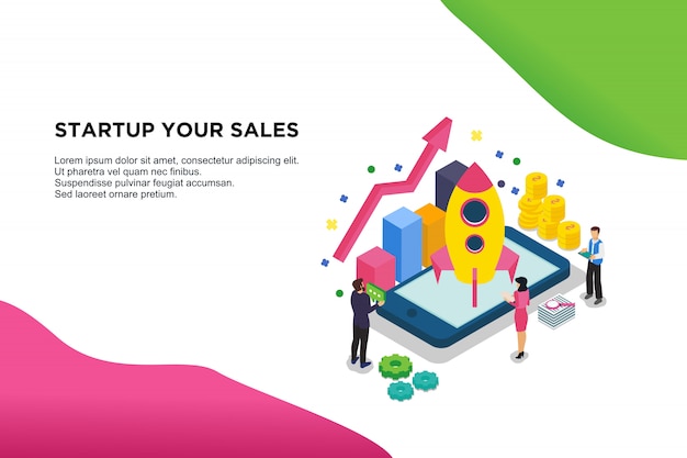 Modern flat design isometric concept of Startup your sales