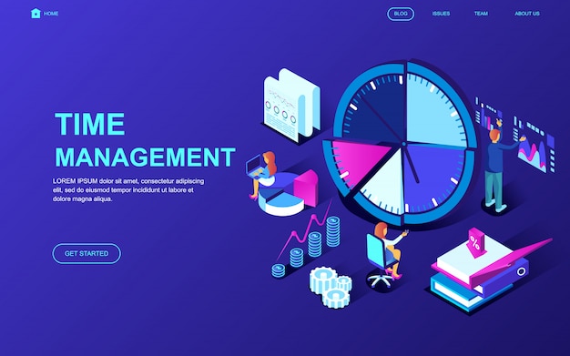 Vector modern flat design isometric concept of time management