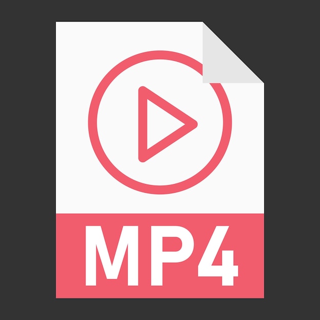 Modern flat design of MP4 file icon for web