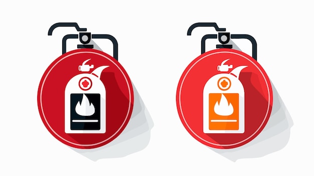 Vector modern flat design red and black fire extinguisher set