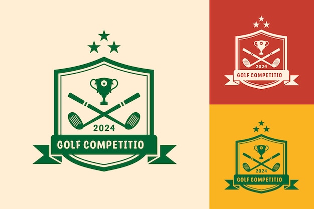 Modern Flat design Unique Golf Ball championship logo template and Minimalist Golfing Logo Concept