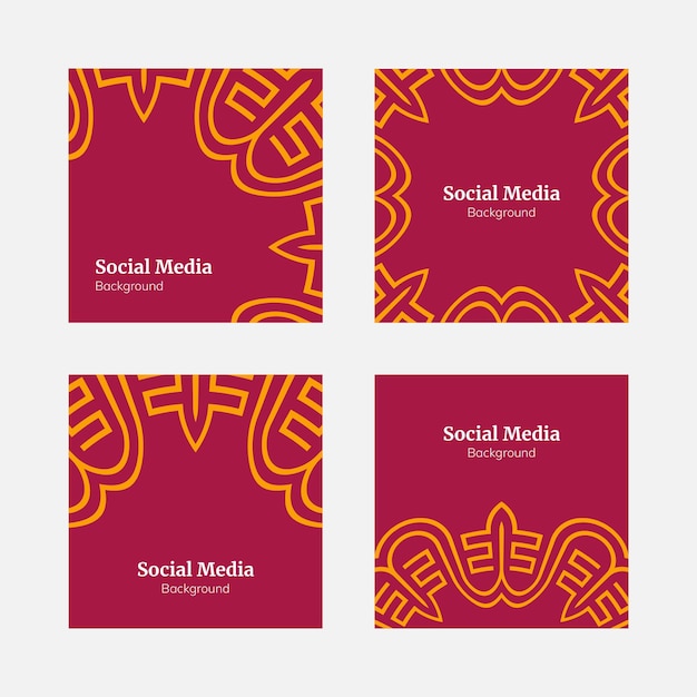 modern flat and elegant red orange social media square background pattern