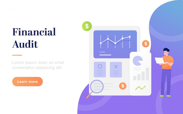 modern flat financial audit landing page