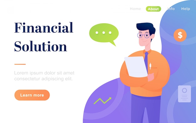 Modern flat financial solution landing page