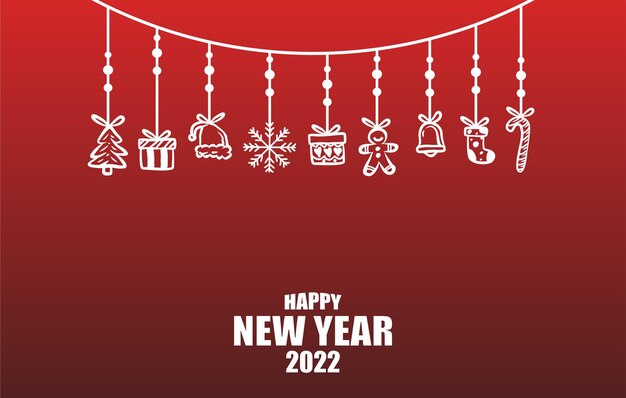 Modern Flat hand drawn design banner card Christmas happy new year