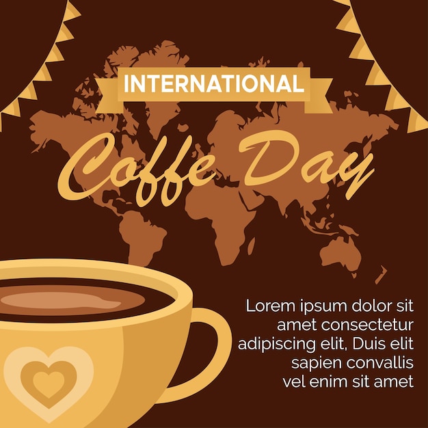 Vector modern flat happy international day of coffee poster social media