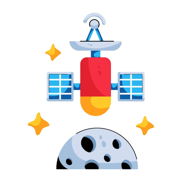 Modern flat icon of artificial satellite