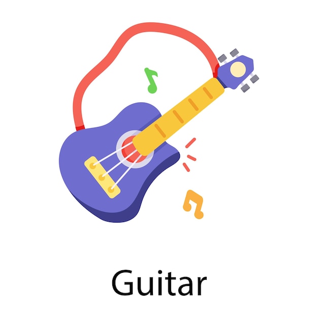 Modern flat icon design of guitar