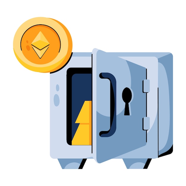 Modern flat icon of ethereum locker