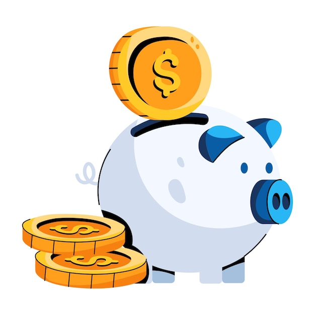 Vector modern flat icon of piggy savings