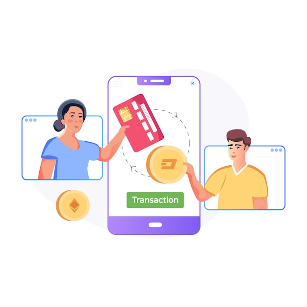 Modern flat illustration of crypto payment