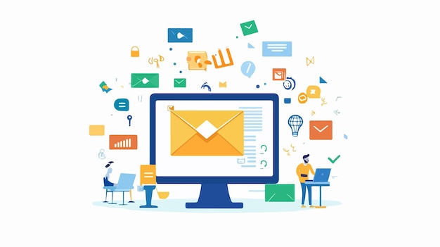 Modern Flat Illustration of Email Marketing for Business Success