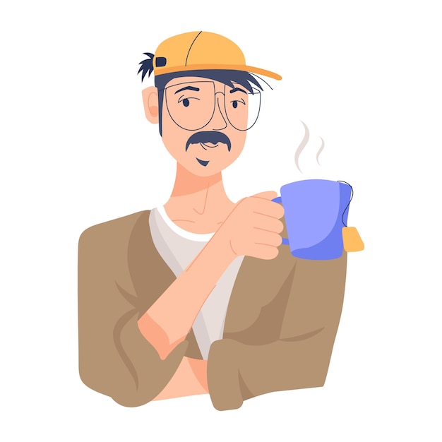 Modern flat illustration of enjoy tea