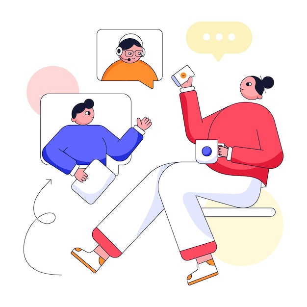 Modern flat illustration of online meeting