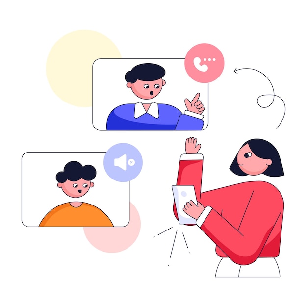 Modern flat illustration of online meeting