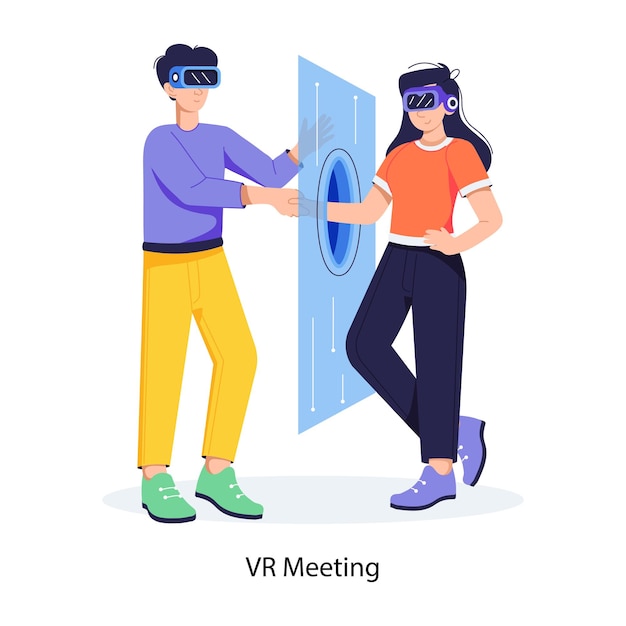 Modern flat illustration of vr meeting