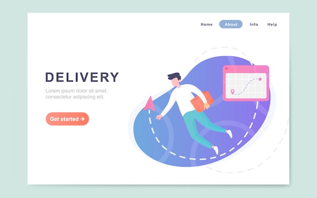 Modern flat landing page of delivery service