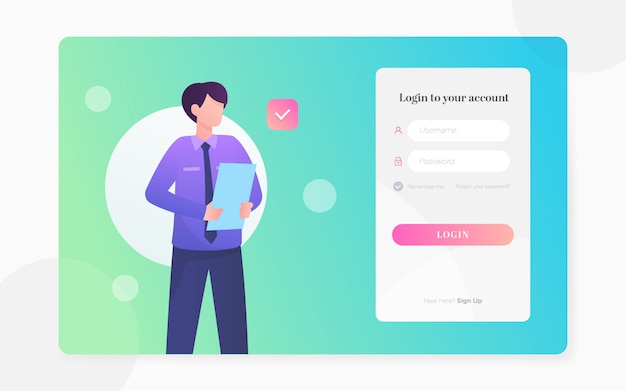 modern flat login page illustration