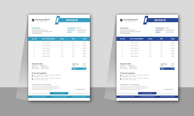 Vector modern flat project invoice design template vector file