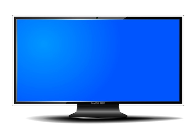 Modern flat screen TV with shadow on white isolated background, LCD panel