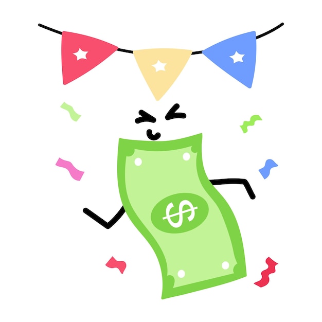 Modern flat sticker of money gift