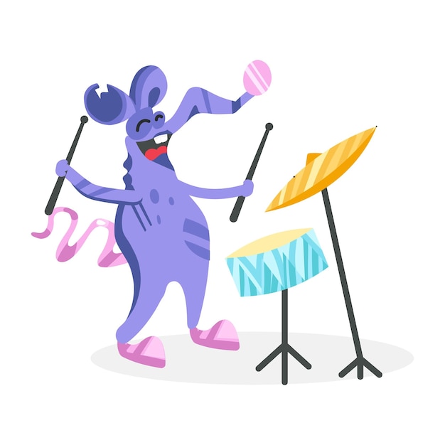 Modern flat sticker of mouse musician