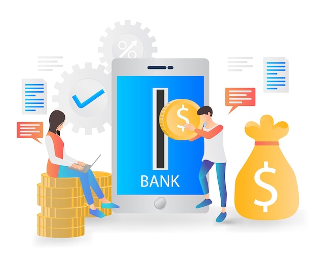 Modern flat style banking and finance illustration