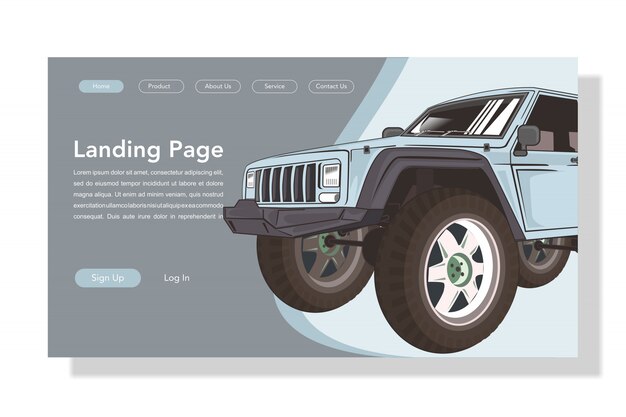 Vector modern flat style car landing page illustration