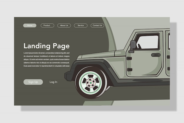 Vector modern flat style car landing page illustration