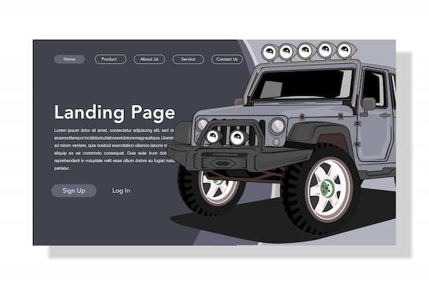 Vector modern flat style car landing page