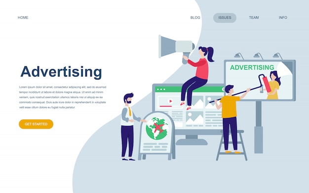 Modern flat web page design template of Advertising