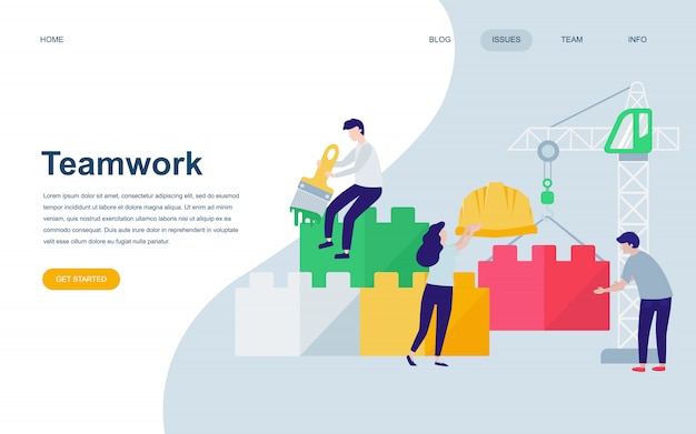 Modern flat web page design template of Teamwork