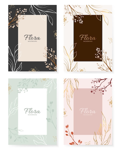 Vector modern floral frame elegant abstract background universal hand drawn floral templates in warm colors