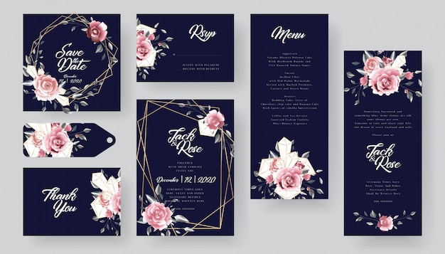 Modern Floral wedding invitation card collection