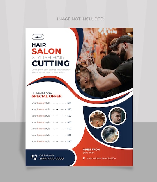 modern flyer or brochure design template for hair salon barber shop