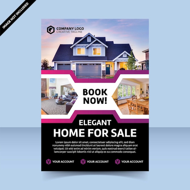 Vector modern flyer template elegant home for sale, best design