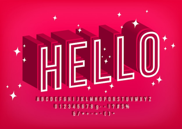 Modern font Hello, Outline alphabet